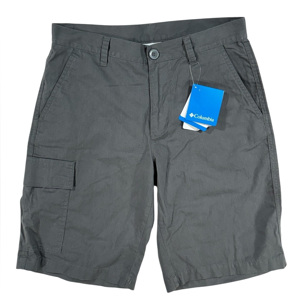 Columbia Men’s Gray Flat Front Cotton 10 Inch Inseam Cargo Short Size 30 New